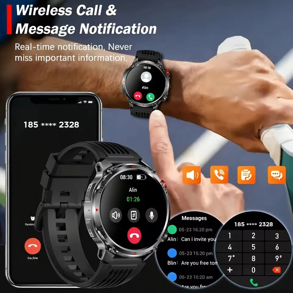 Military Tactical Smartwatch 5ATM GPS 1100mAh Bluetooth Call Men