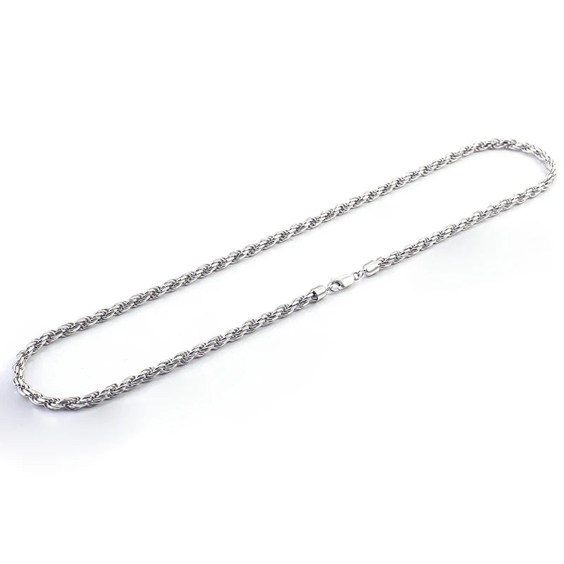 Twisted Chain Necklace 8 Inch S925 Silver Choker Twisted Necklace Miami Rope Chain