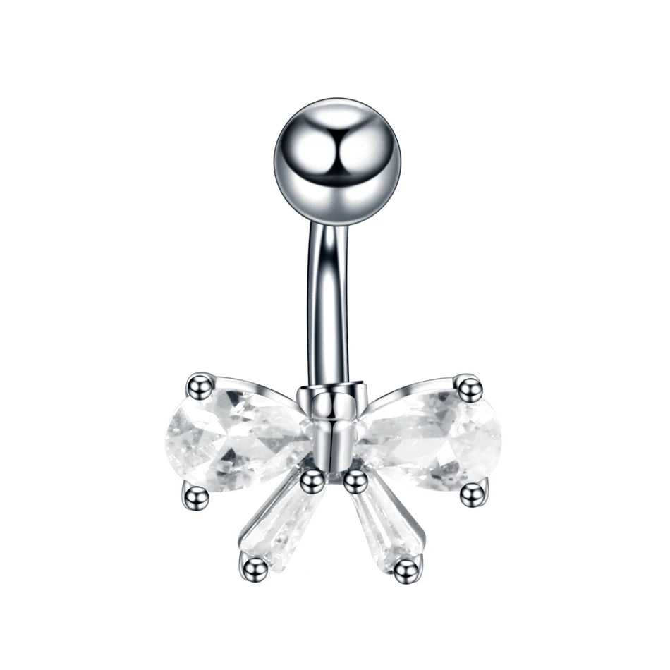 Surgical Steel CZ Belly Button Ring – Navel Piercing 14G