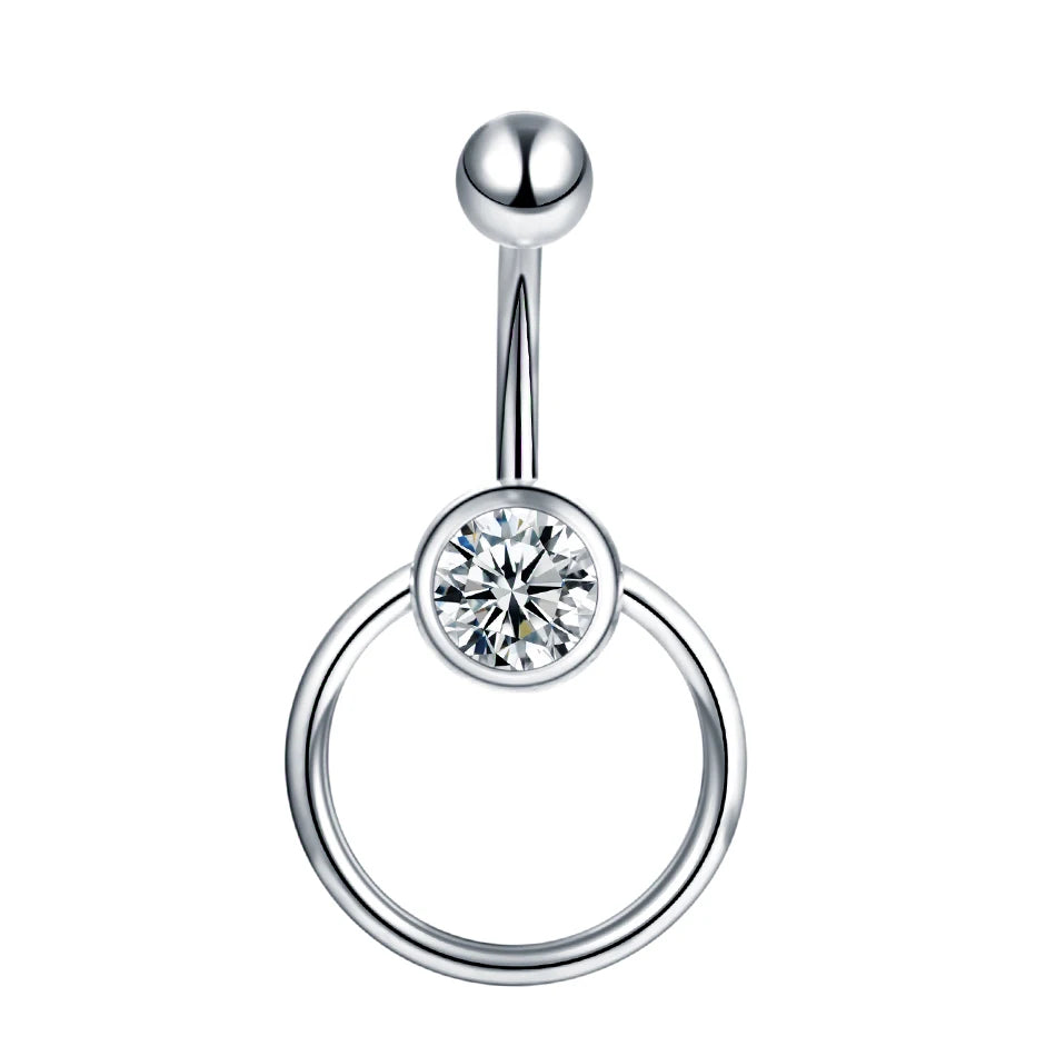 Surgical Steel CZ Belly Button Ring – Navel Piercing 14G