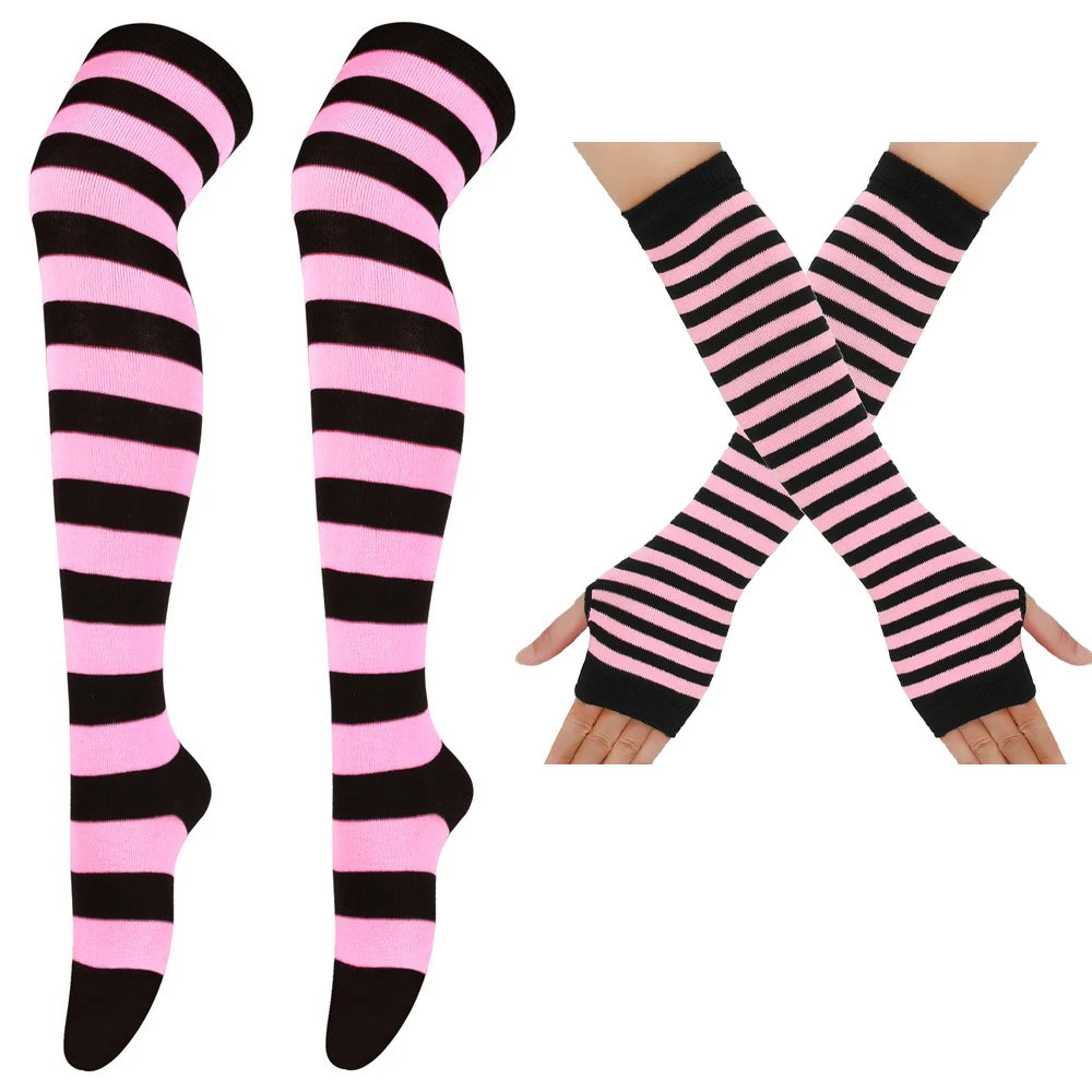 Multicolor Striped Thigh High Stockings for Women & Girls | Over The Knee Long Socks