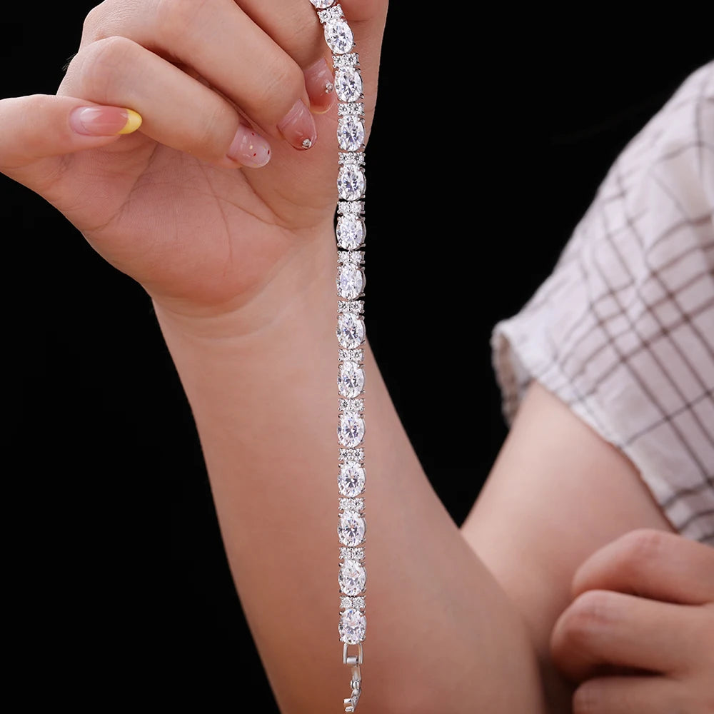 Oval & Round Moissanite Tennis Bracelet GRA Casual Luxury