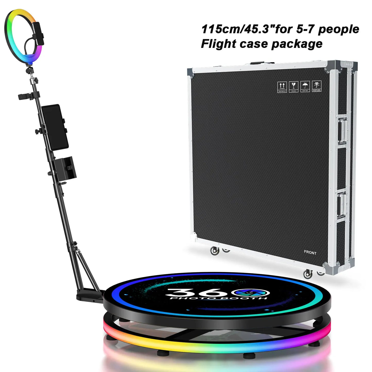 360 Photo Booth Machine RGB Light App Control Party Events