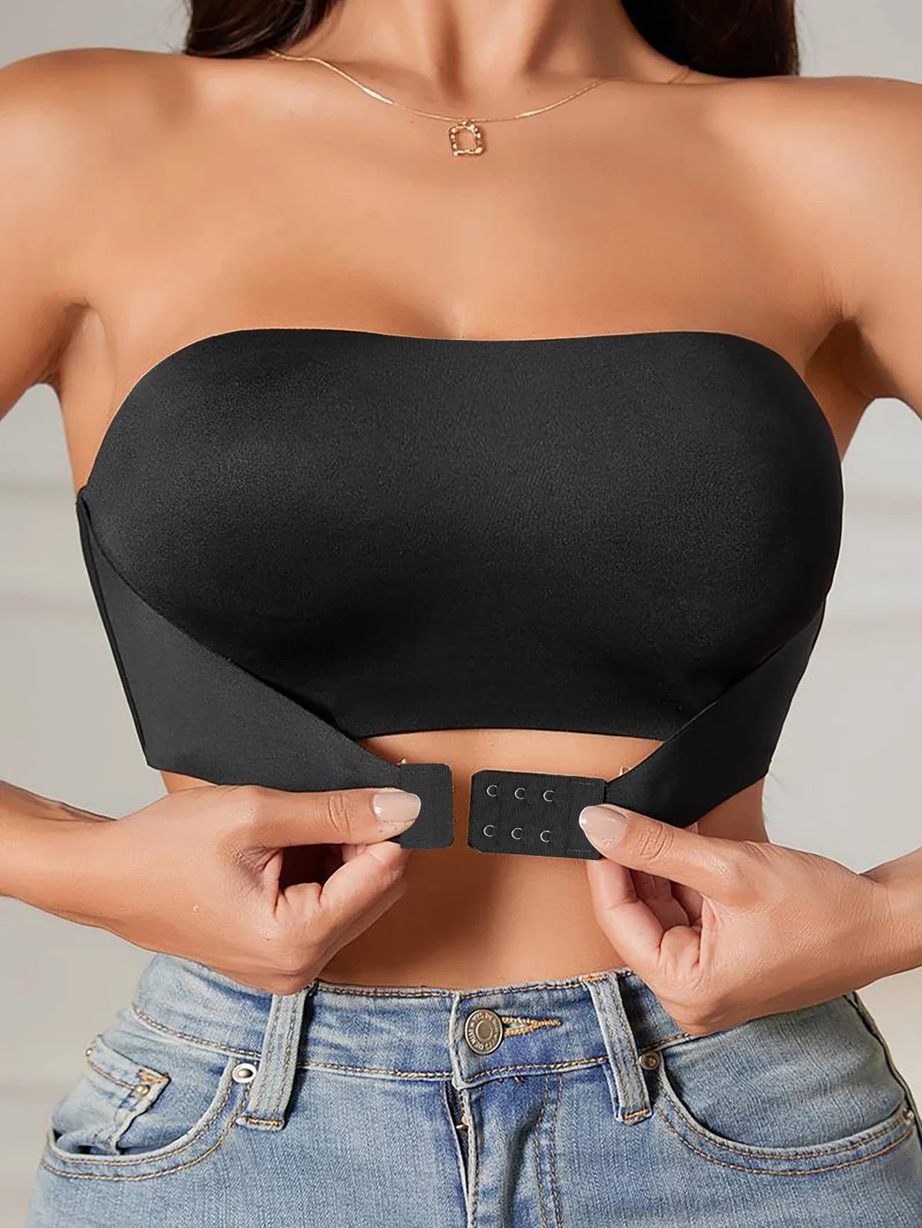 Women's Strapless Seamless Front Button Bra Smooth Comfort