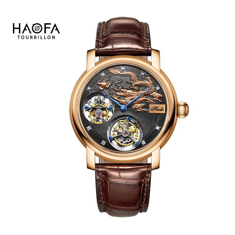 Haofa 18K Gold Double Tourbillon Diamond Watch K002