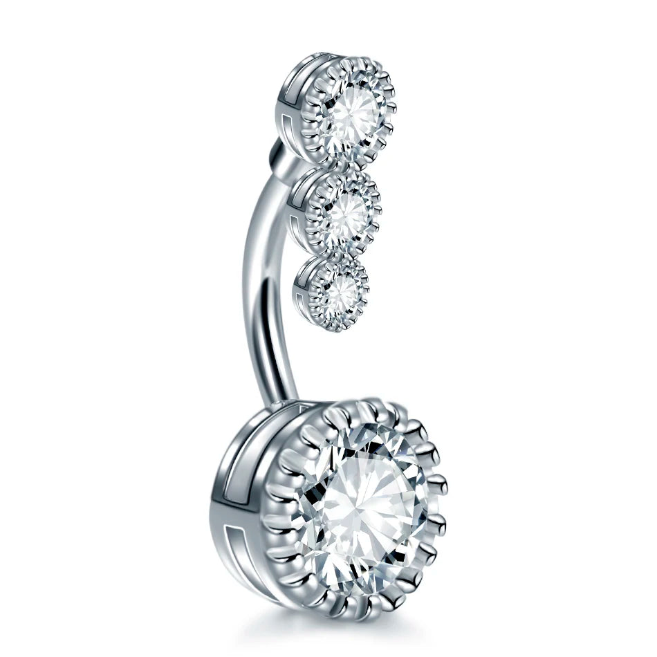 Surgical Steel CZ Belly Button Ring – Navel Piercing 14G