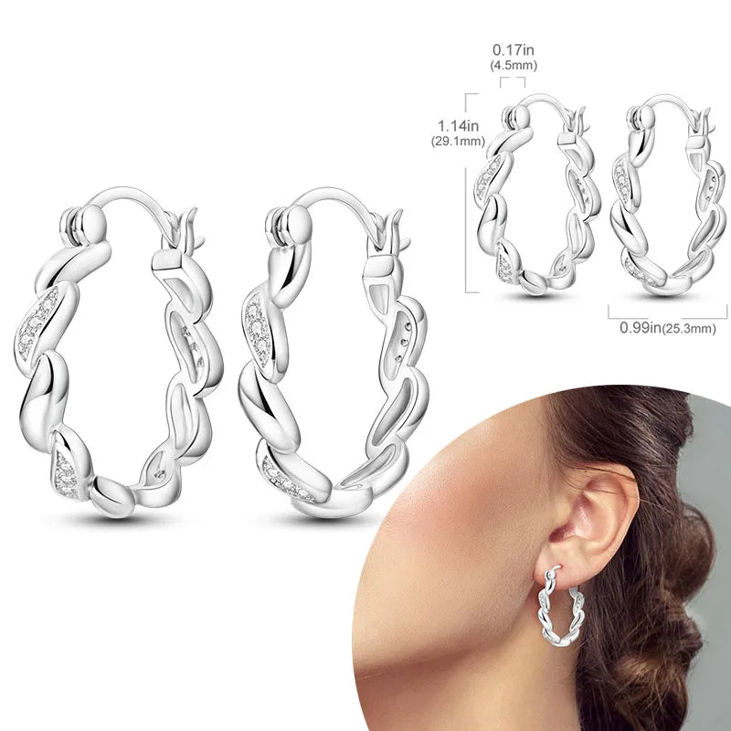 925 Silver Zirconia Hoop Earrings – Hypoallergenic