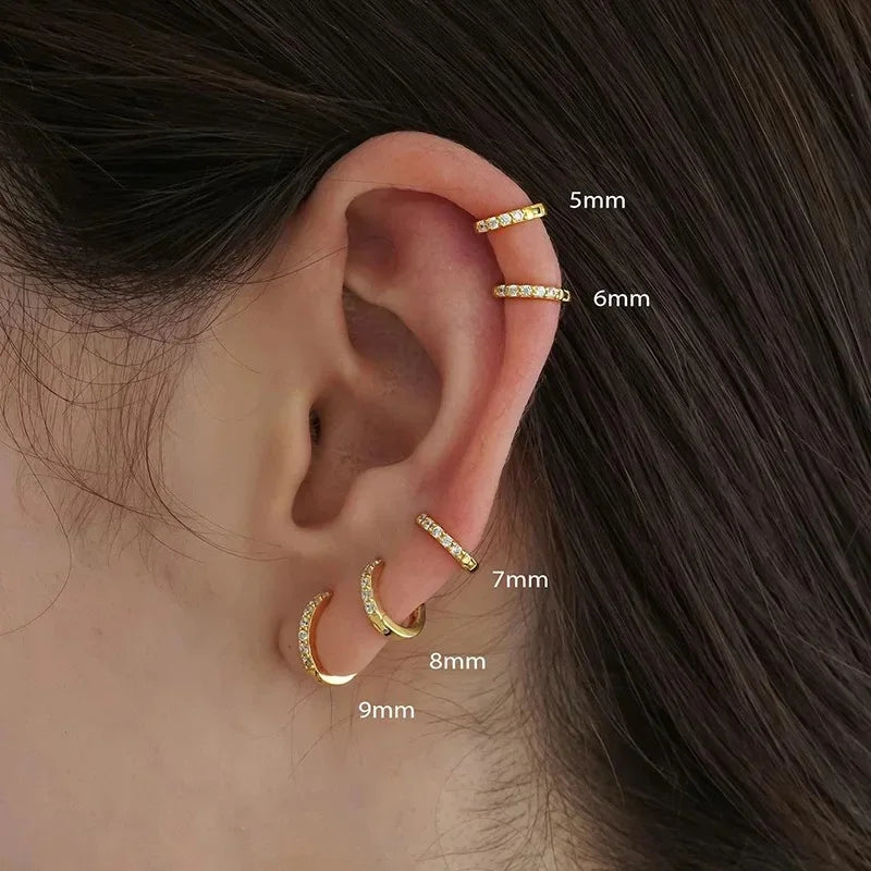 Crystal Zirconia Huggie Hoop Earrings Cartilage