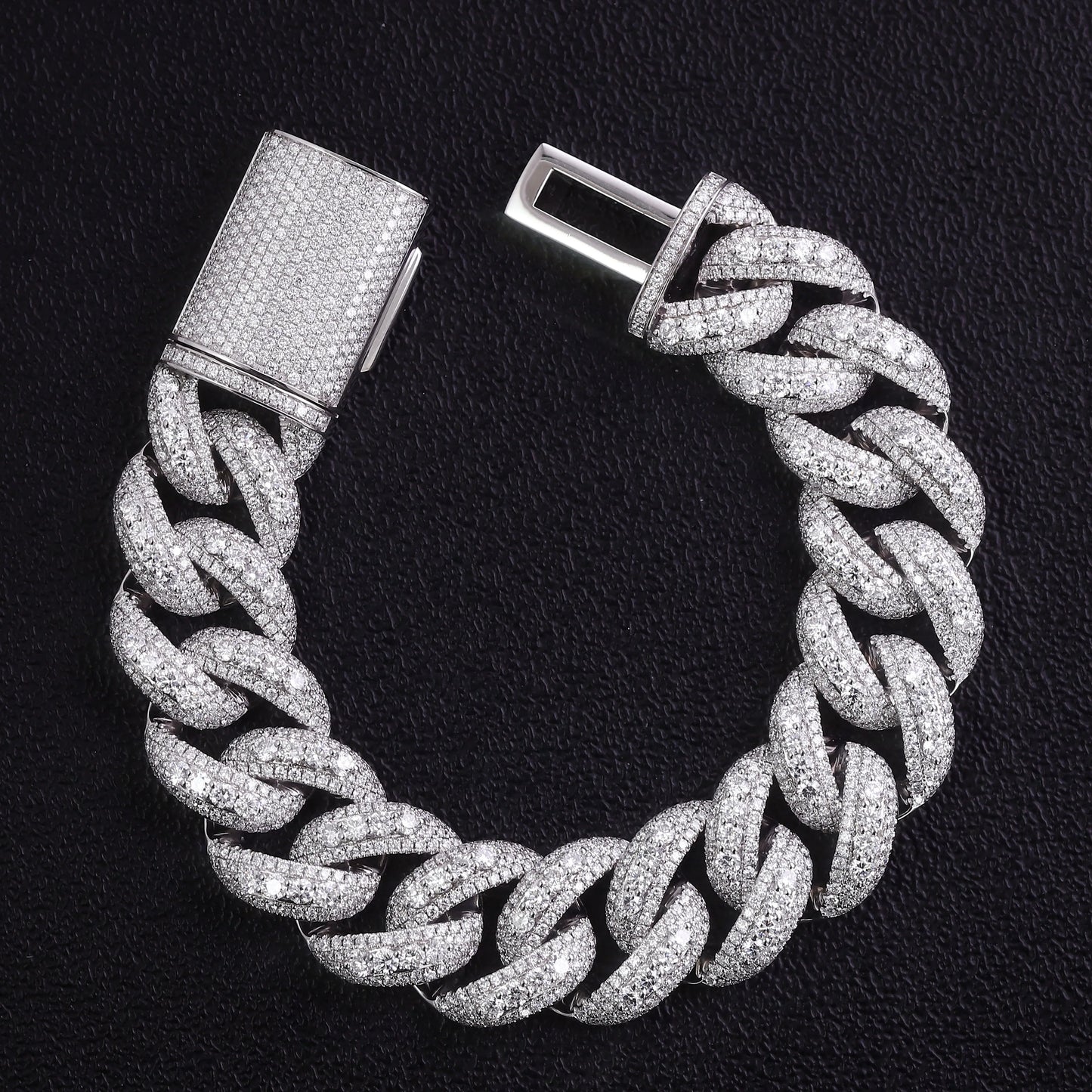 Provence 10K/14K/18K Moissanite Cuban Chain Bracelet for Men Thick 20mm Cuban Link Wrist DIY Jewelry Hip Hop Bracelet for Women