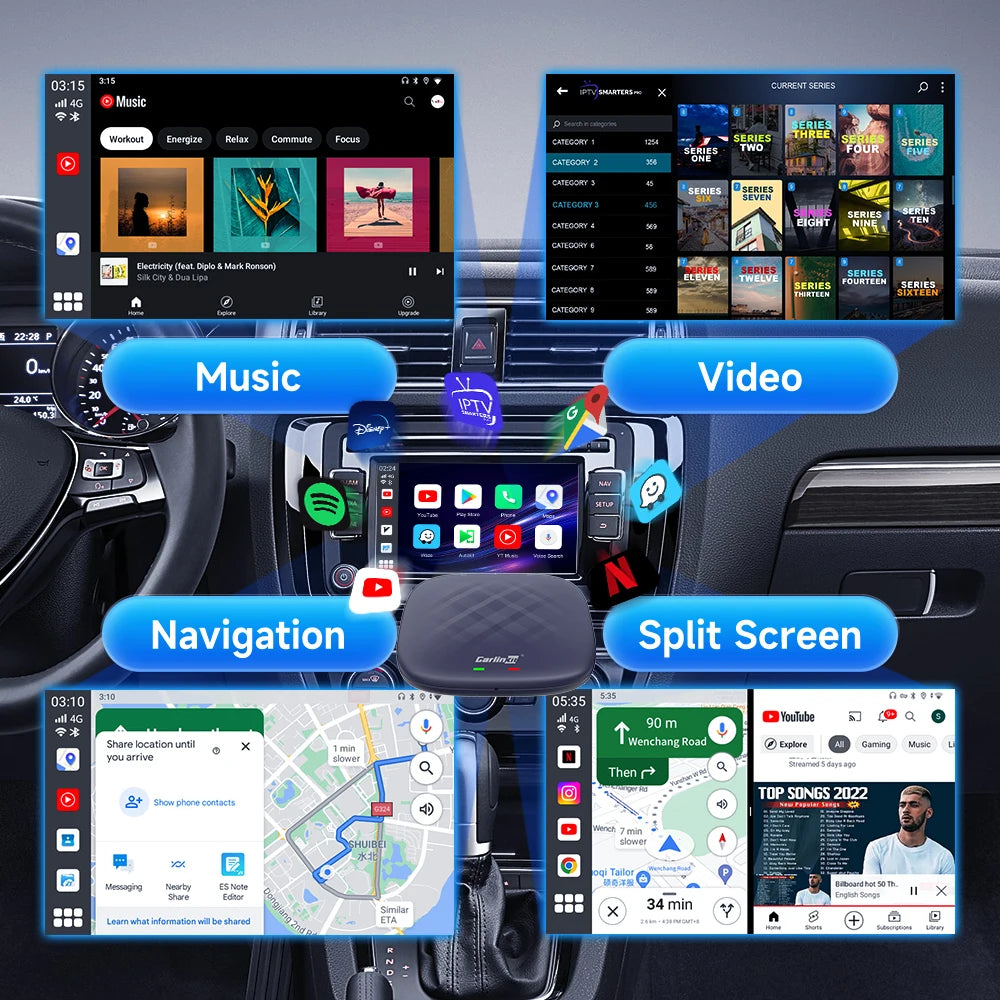 CarlinKit Wireless CarPlay Android Auto AI Box 64G 128G