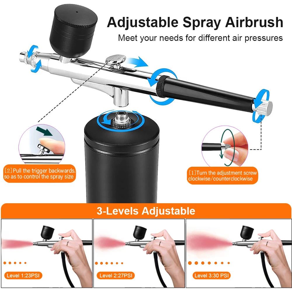 Mini Airbrush Nail Art Kit with Compressor – USB Charge