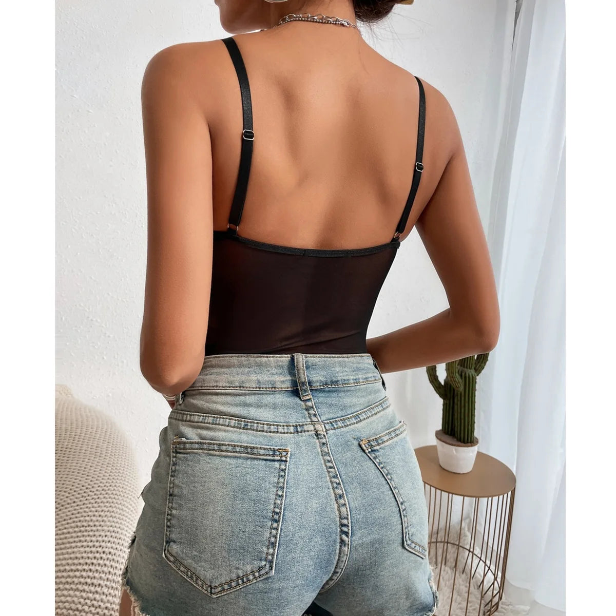 Women's Deep V-Neck Padded Bra Cami Top Shaping Straps
