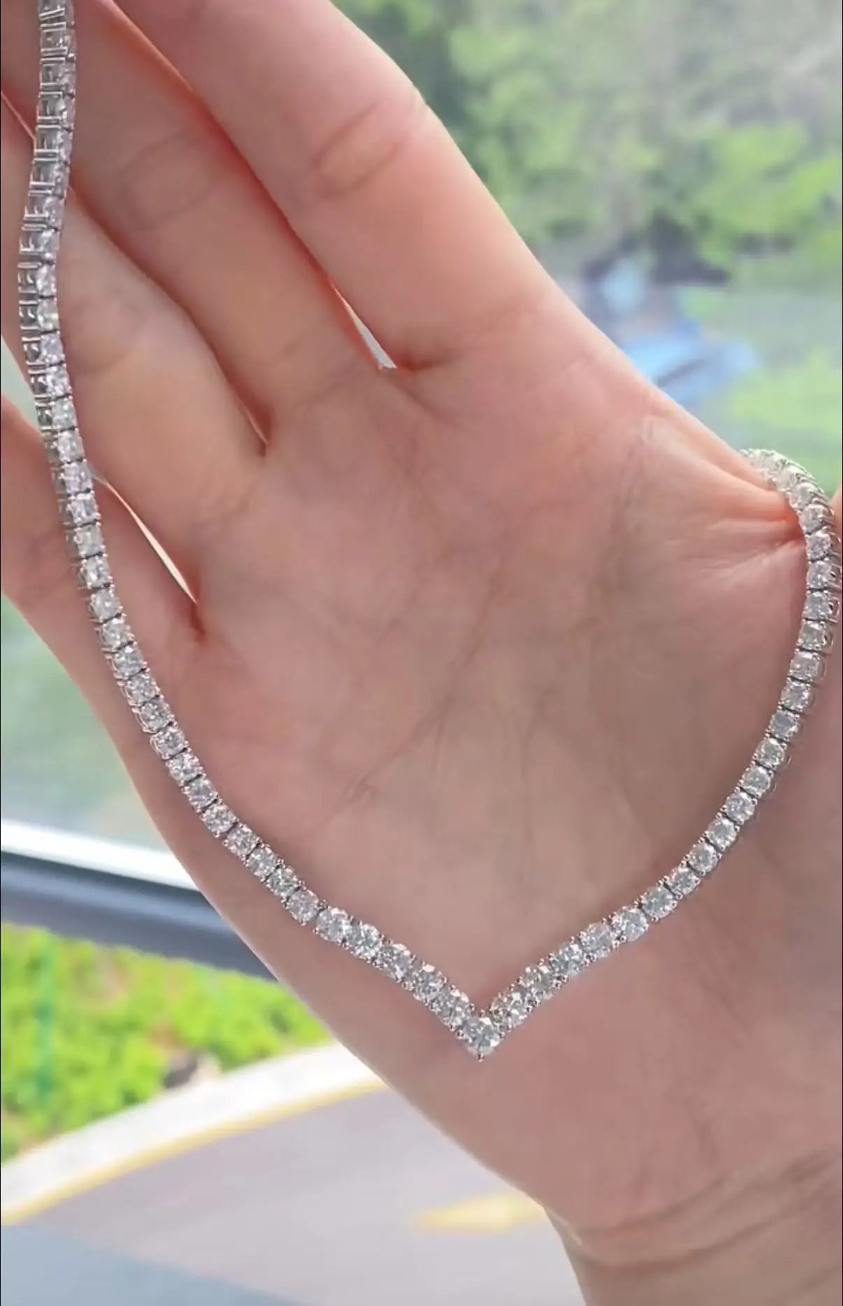 Round Cut Lab Grown Diamond Tennis Necklace, Unisex, 0.07-0.21CT Each, D VVS, 18K 14K Gold, Fine Jewelry Gift for Women Men