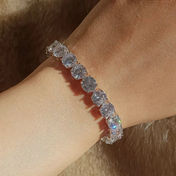 14K White Gold filled 8mm Diamond Bracelet – Luxury Gift