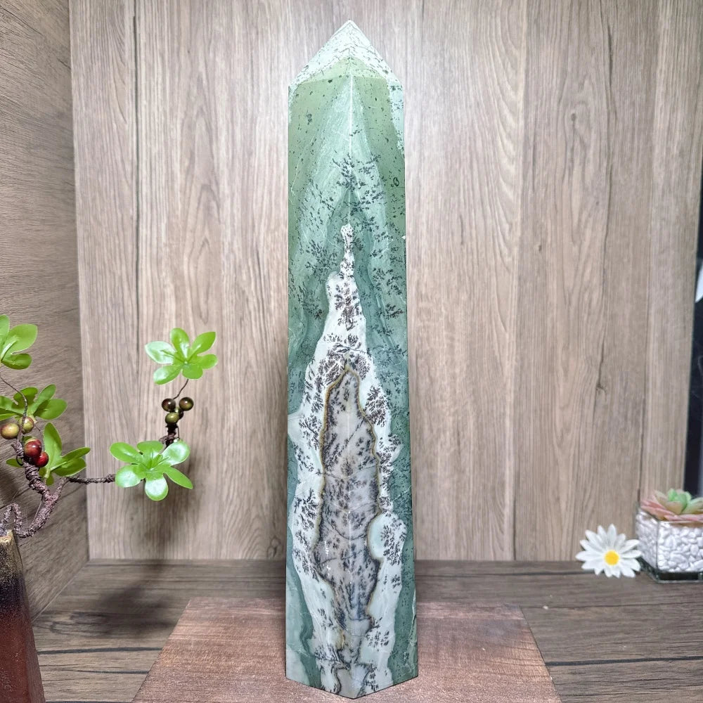Natural Large Green Jade Stone Healing Crystal Reiki Energy Home