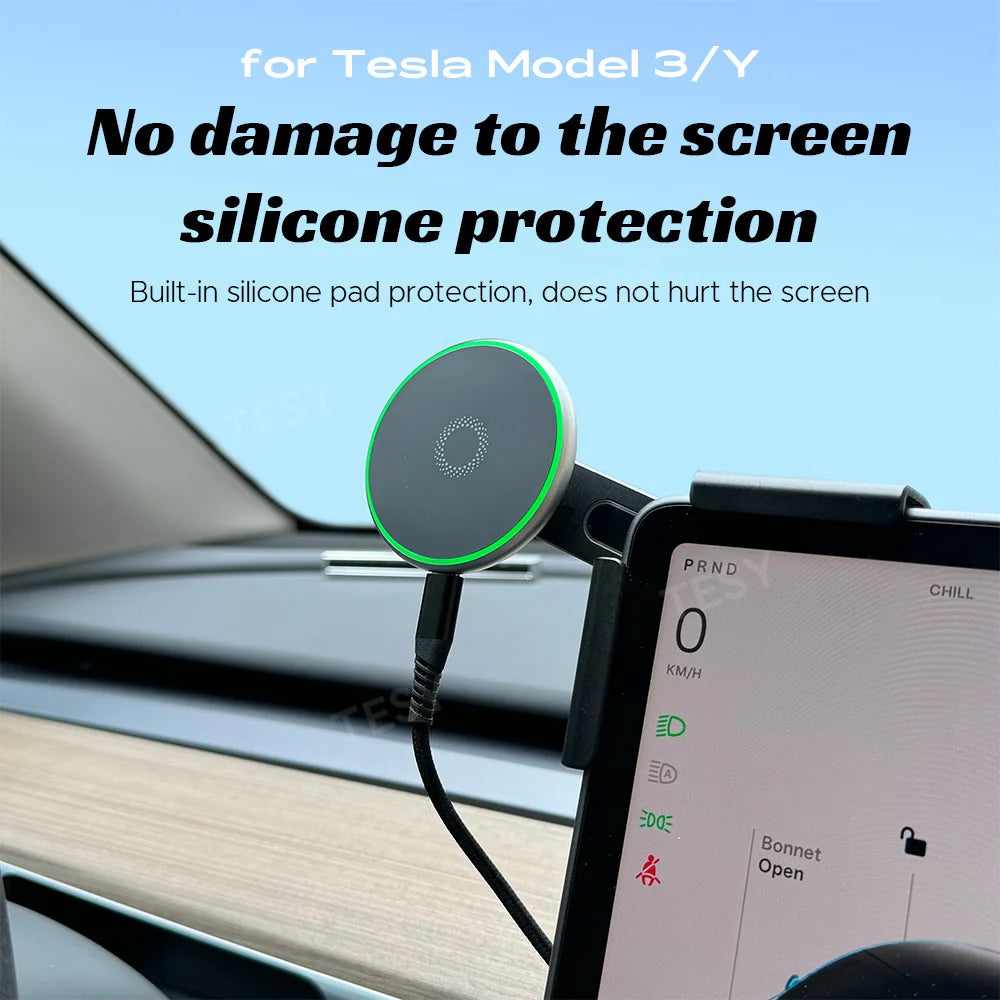 Tesla Model Y/3/Cybertruck 15W MagSafe Wireless Car Phone Mount