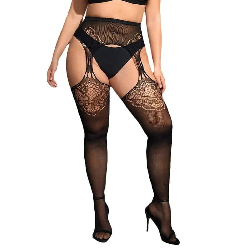 Plus Size Lace Fishnet Stockings XXL – Stretch Tights