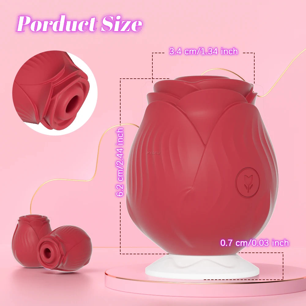 Red silicone product with measurements on a pink background