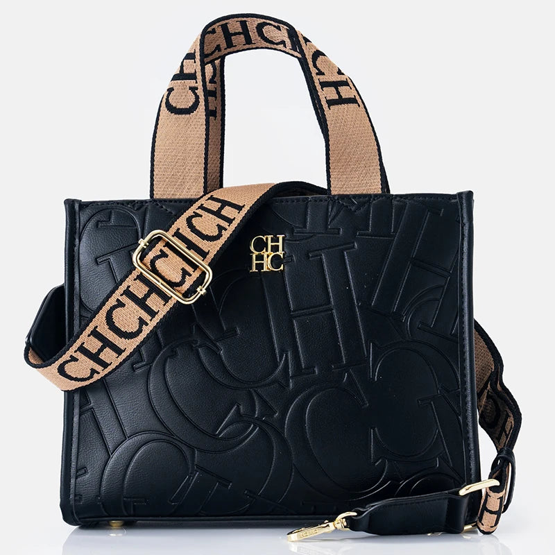 Monogram Print Metal Logo Women's Luxury Handbag