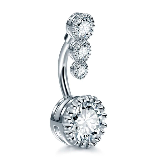 Surgical Steel CZ Belly Button Ring – Navel Piercing 14G