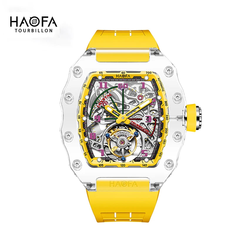 Haofa Tourbillon Crystal Transparent Automatic Watch | Sci-Fi Luxury