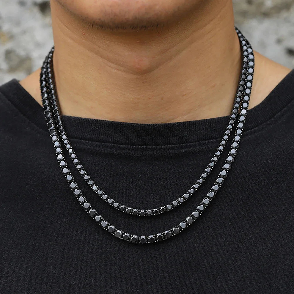 Black Moissanite Tennis Necklace | S925 Silver GRA
