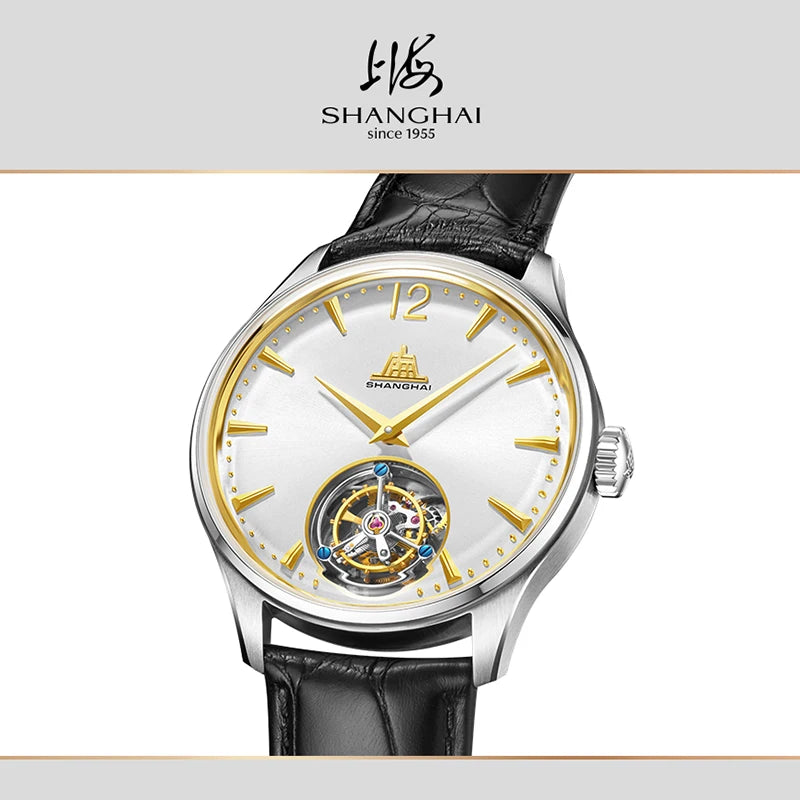 18K Gold Tourbillon 41mm Manual-Winding Mechanical Wristwatch Waterproof Sapphire Watches