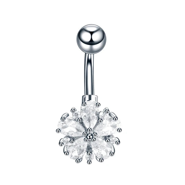 Surgical Steel CZ Belly Button Ring – Navel Piercing 14G