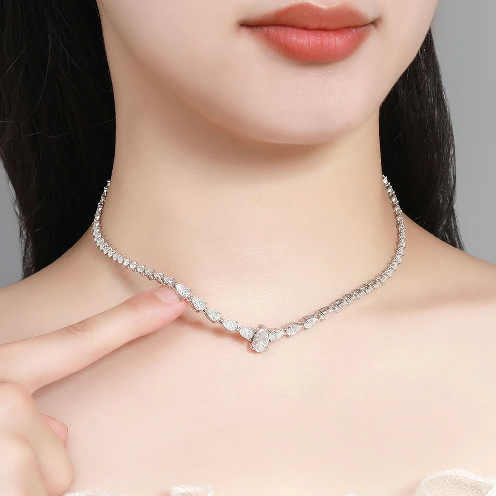 Pear Cut Moissanite Tennis Necklace S925 GRA Women