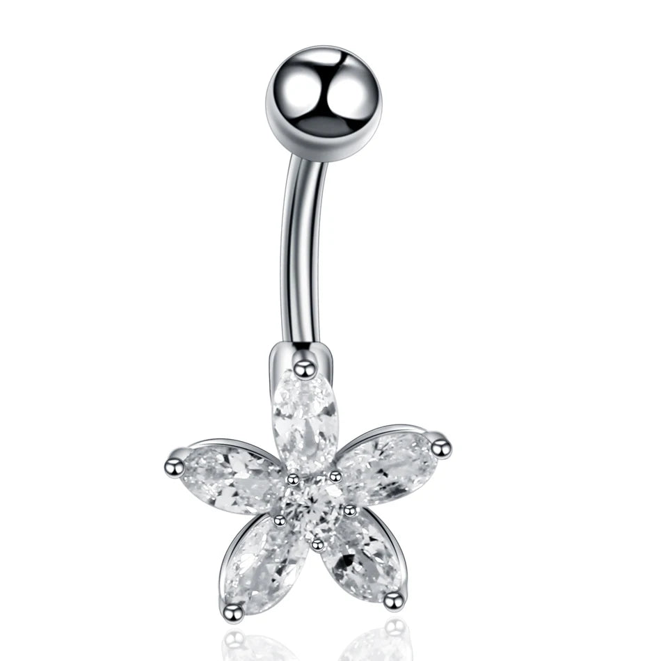 Surgical Steel CZ Belly Button Ring – Navel Piercing 14G