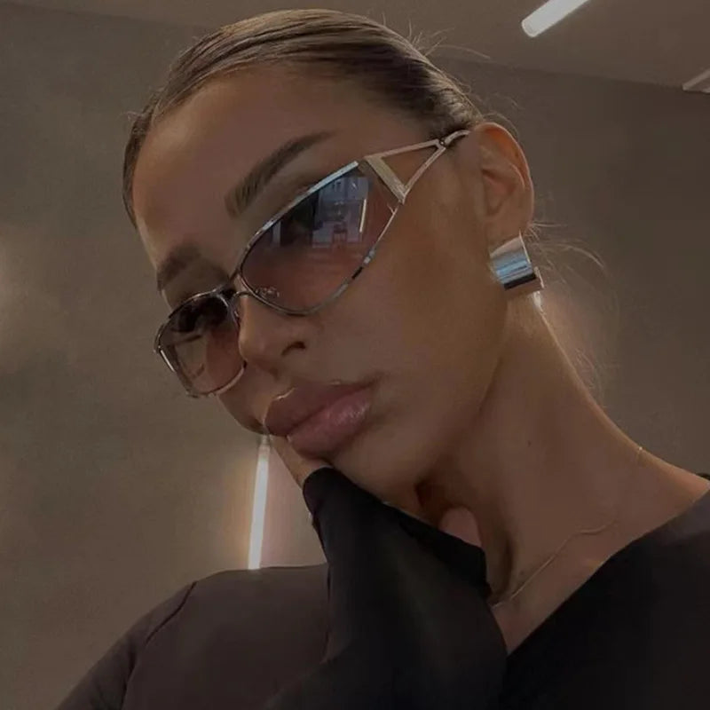 Oversized Steampunk Sunglasses Gradient Mirror Goggles
