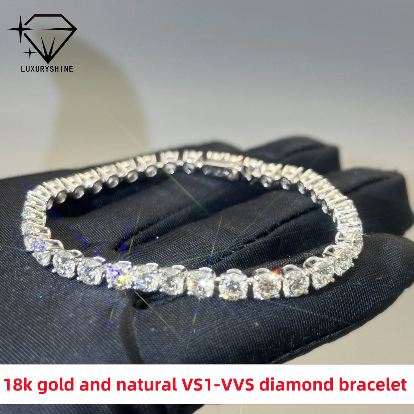 18K White Gold Diamond Tennis Bracelet VVS-VS1 IGI Certified