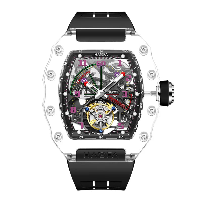 Haofa Tourbillon Crystal Transparent Automatic Watch | Sci-Fi Luxury