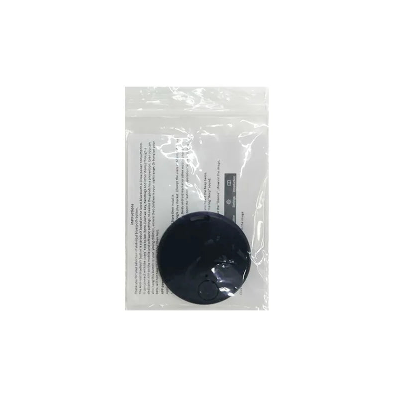 Black spherical object in a clear plastic bag on a white background
