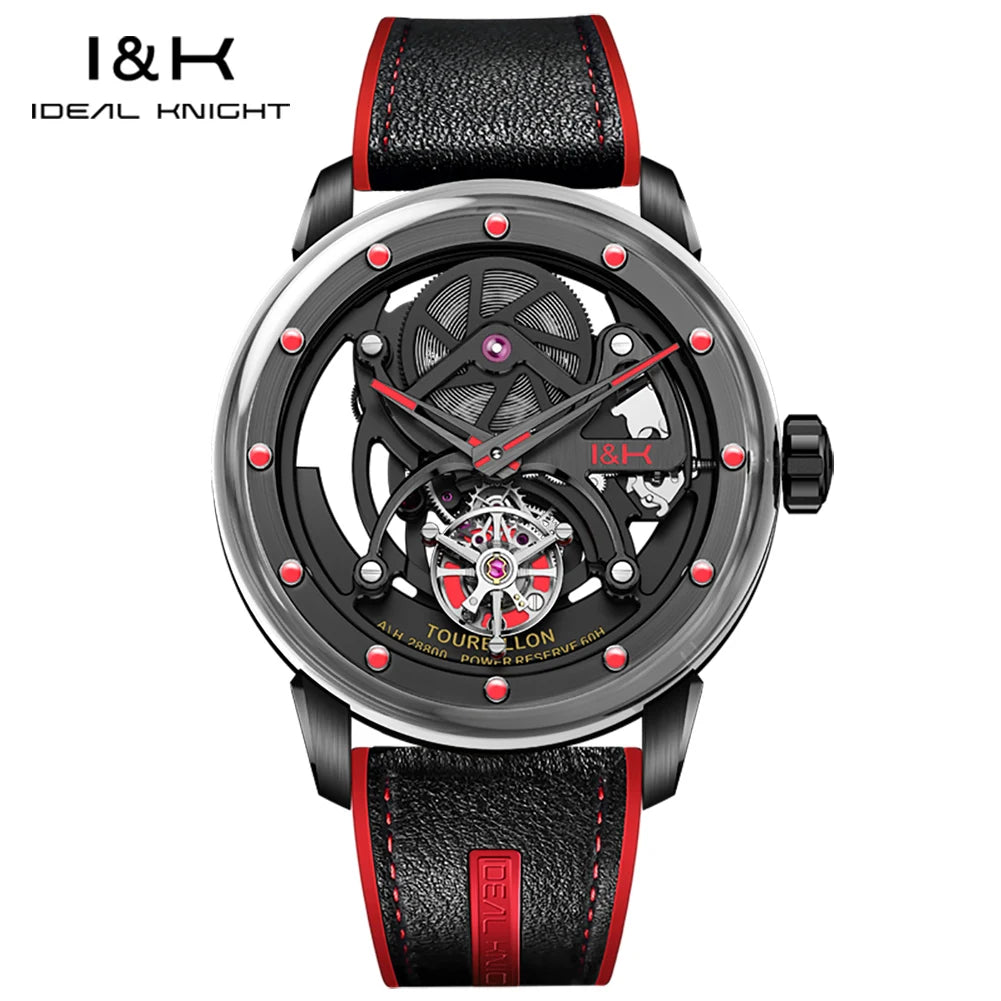 IDEAL KNIGHT Real Tourbillon Watches for Men High-end Luxury Transparent Hollowed Fully Automatic Mechanical Wristwatch 6809