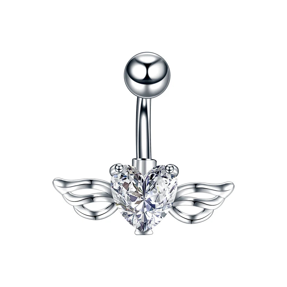 Surgical Steel CZ Belly Button Ring – Navel Piercing 14G