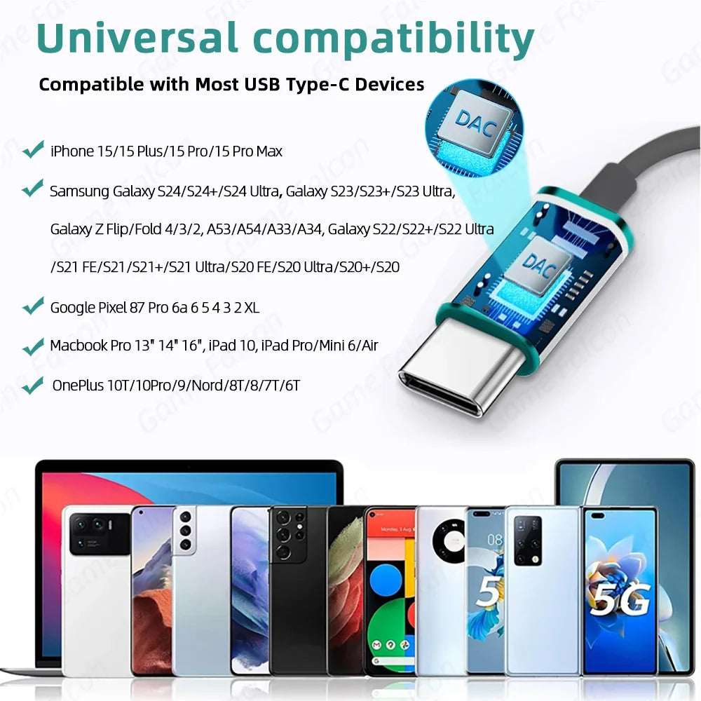 USB-C HiFi Earbuds Bass Stereo Mic Galaxy iPhone 15