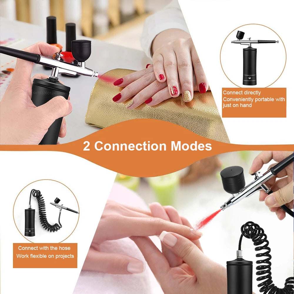 Mini Airbrush Nail Art Kit with Compressor – USB Charge