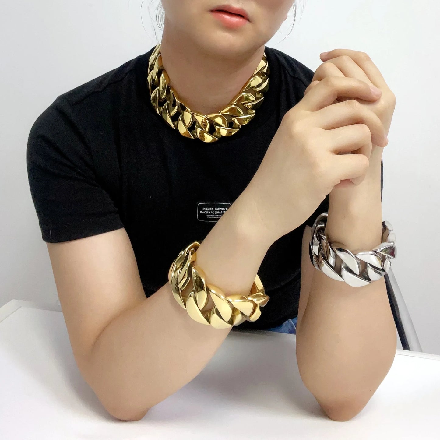26/32mm Cuban Link Chain Necklace Hip Hop Chain Casual