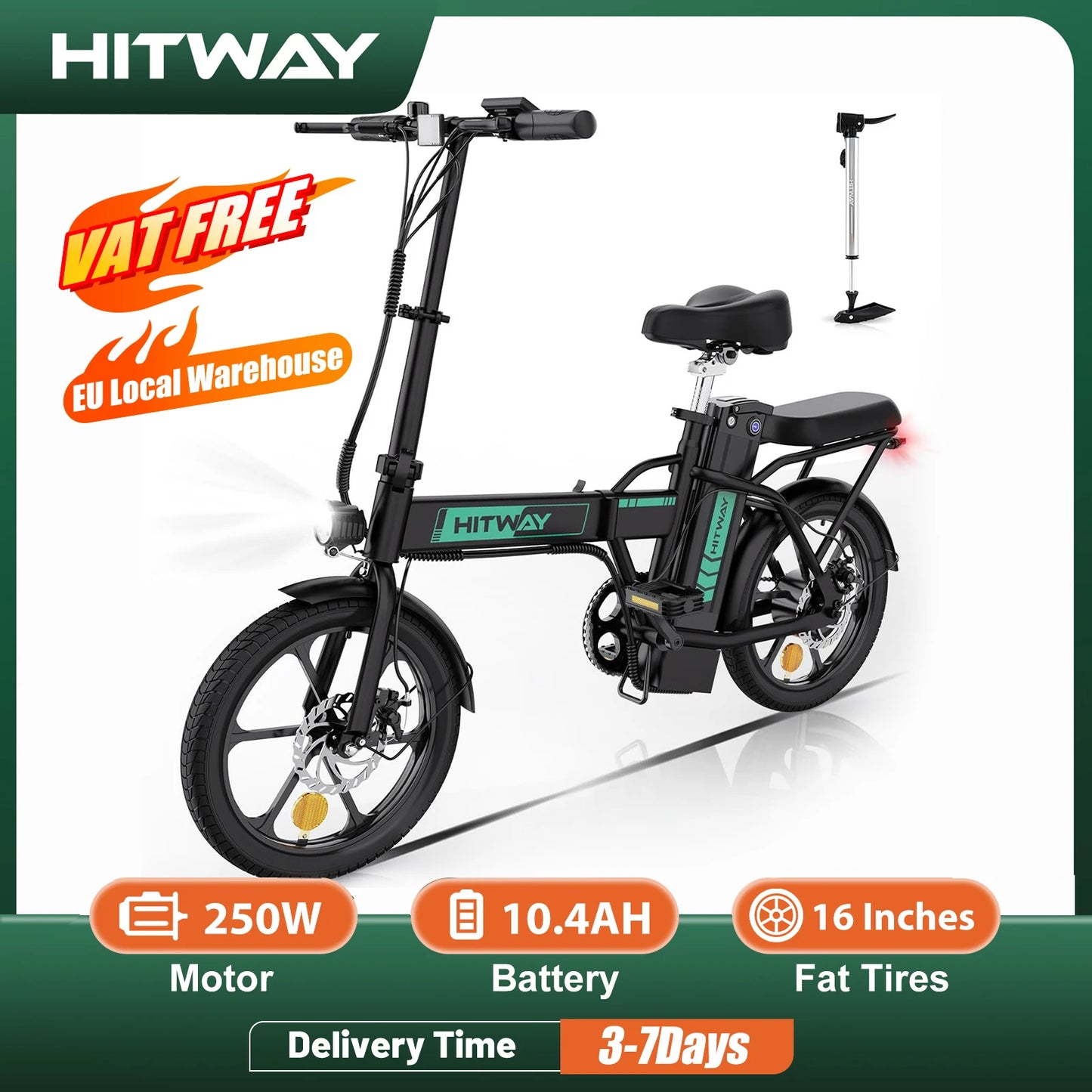 Foldable Electric Bike 36V 10.4Ah For The City Ride - Teglex