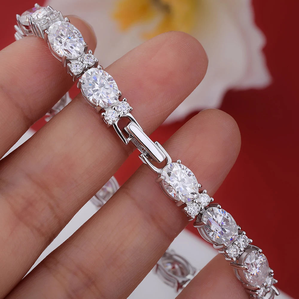 Oval & Round Moissanite Tennis Bracelet GRA Casual Luxury