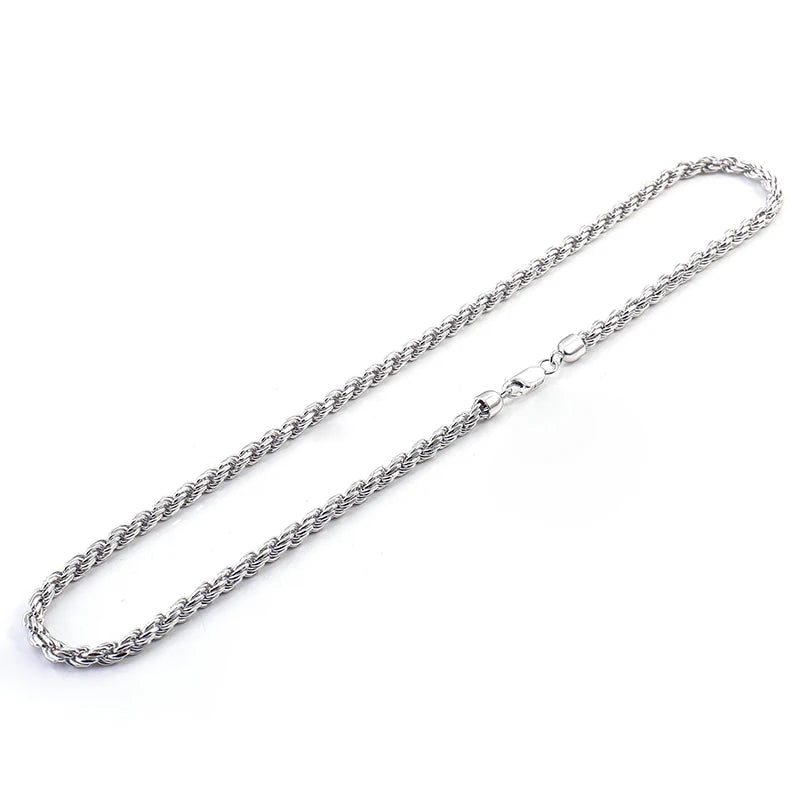 Twisted Chain Necklace 8 Inch S925 Silver Choker Twisted Necklace Miami Rope Chain