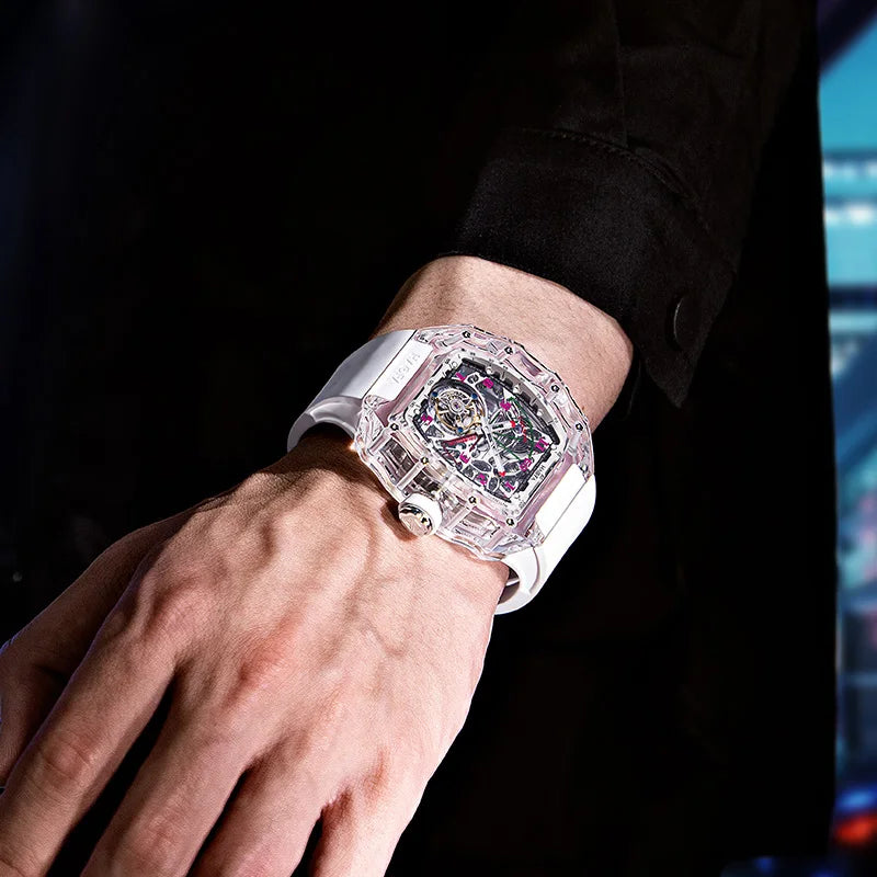 Haofa Tourbillon Crystal Transparent Automatic Watch | Sci-Fi Luxury