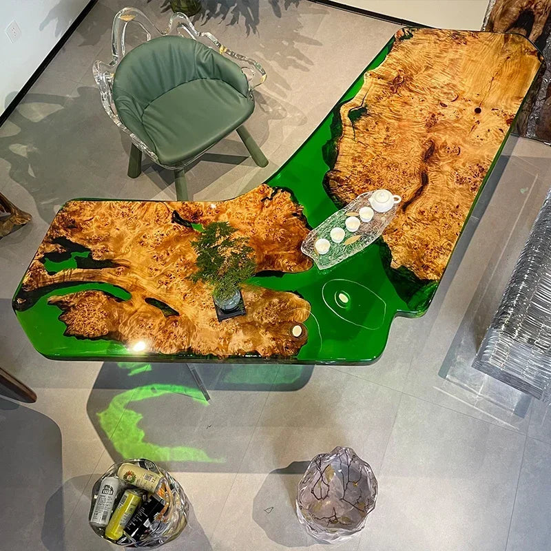 Teglex Epoxy Crystal Coffee Table | Live-Edge Solid Walnut & Rosewood
