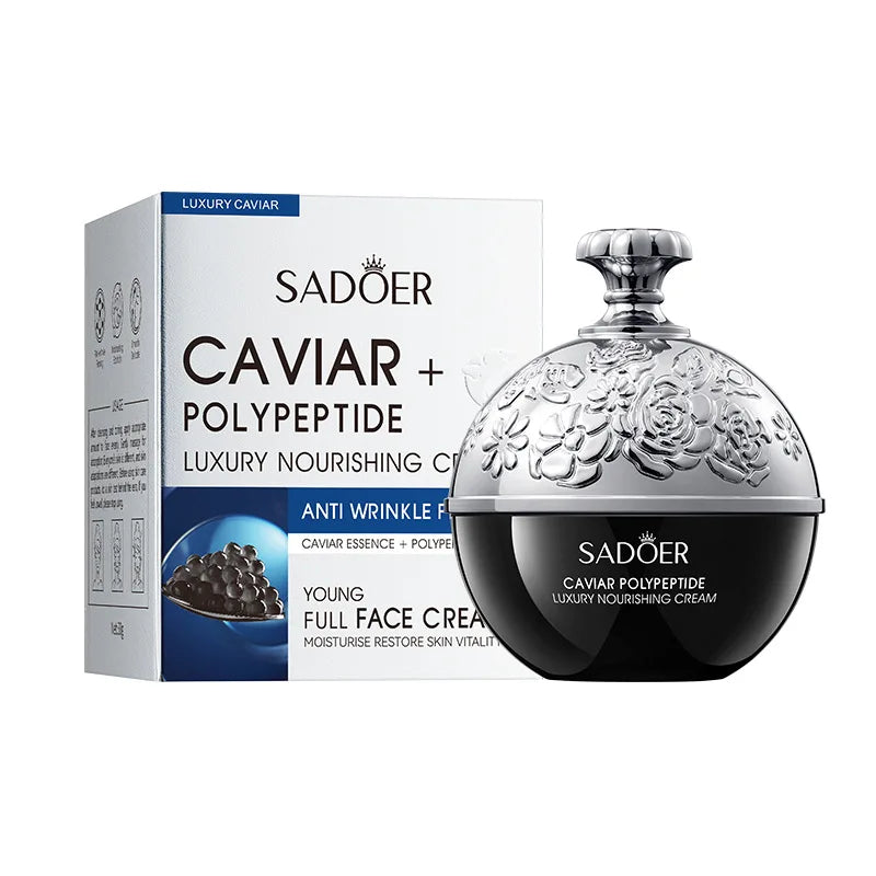 Sadoer Caviar + Polypeptide luxury nourishing cream with packaging on a white background