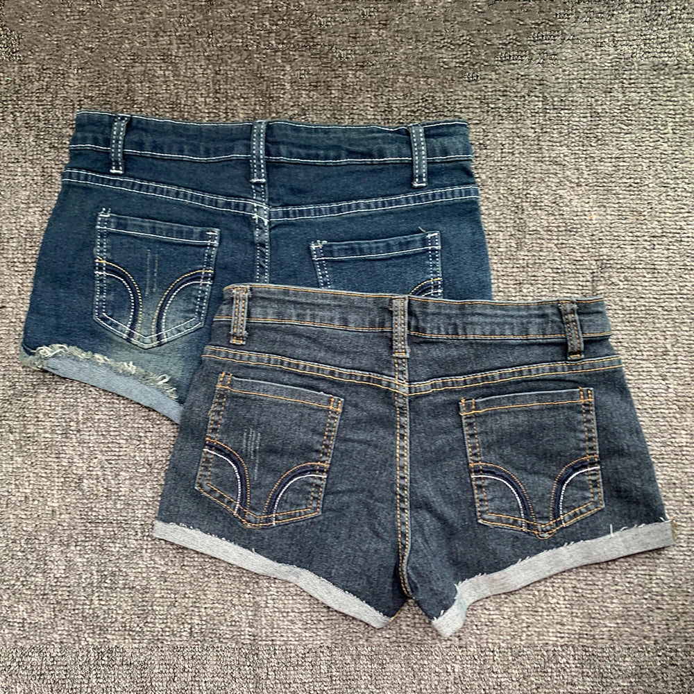 Women's Low Waist Denim Shorts | Embroidery Slim Fit