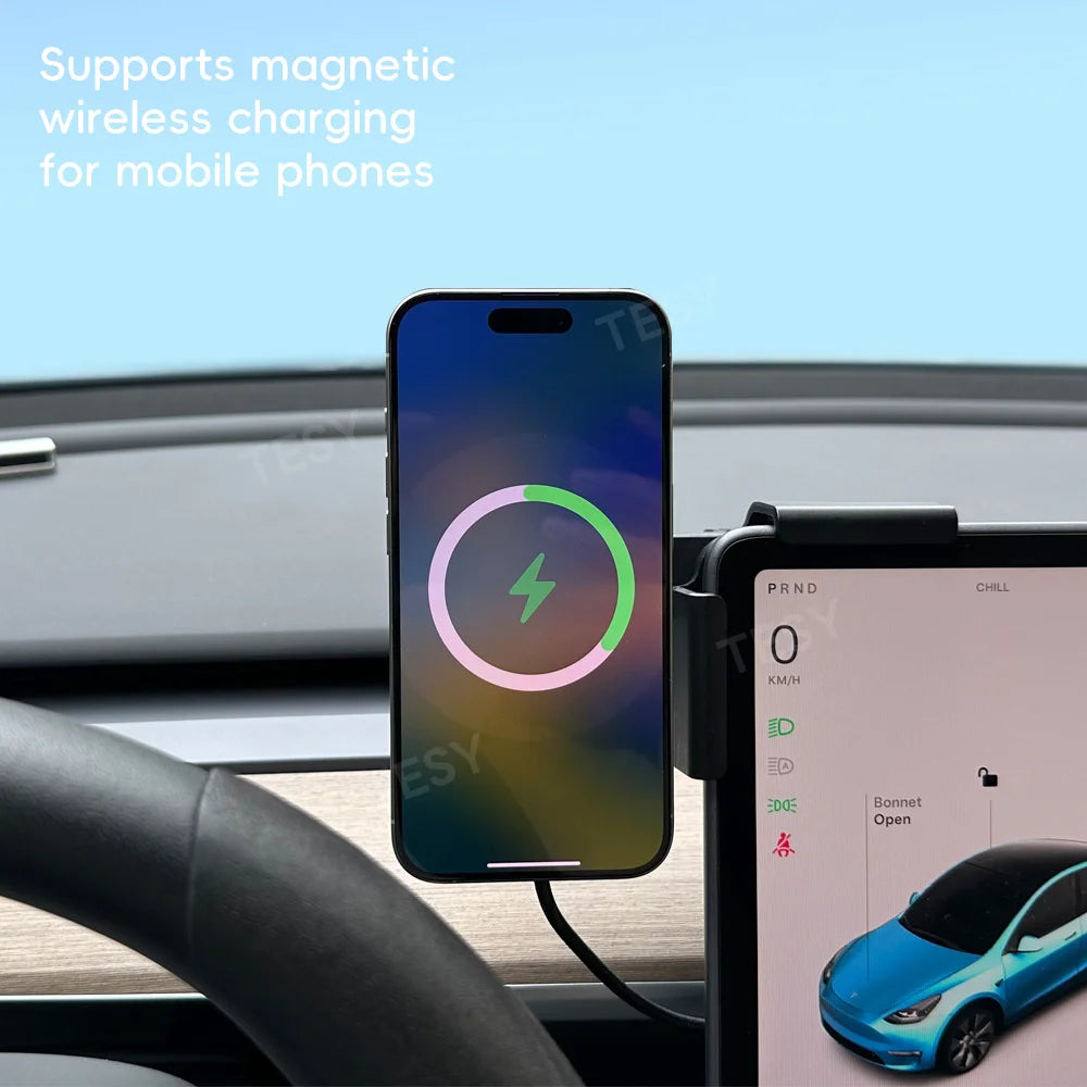 Tesla Model Y/3/Cybertruck 15W MagSafe Wireless Car Phone Mount