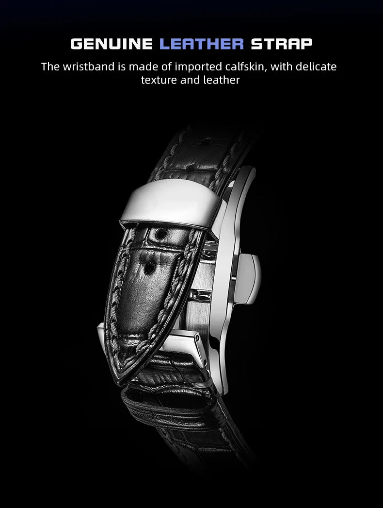 Double Tourbillon Manual Mechanical Watch 40H Power Reserve Sapphire Crystal Watch