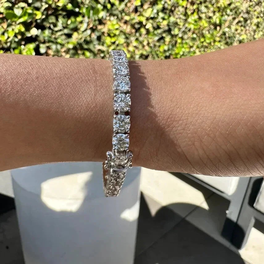 5MM Each Round Lab Grown VS-VVS DEF Diamond Men's & Women's Tennis Bracelet 14k White Gold Fine Jewelry