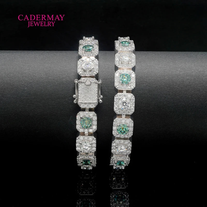Green Moissanite Tennis Chain & Bracelet 925 Silver